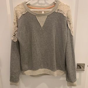 Cozy Grey Sweater with Lace Detail
